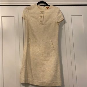 Tory Burch Cream and Gold Short Sleeve Dress